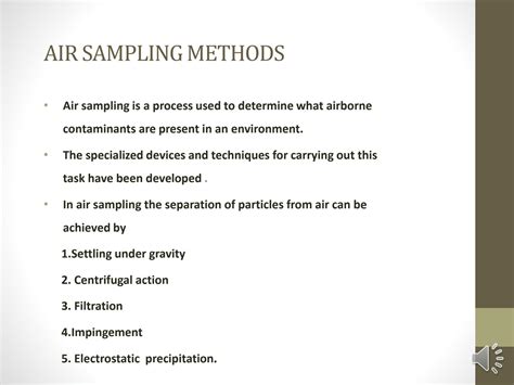 gravimetric method of air sampling|air sampling methods.